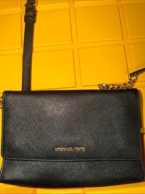 Michael Kors Black Saffiano Crossbody with Gold Hardware